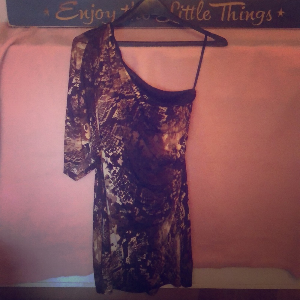Enfocus Studio snake print off shoulder dress sz6